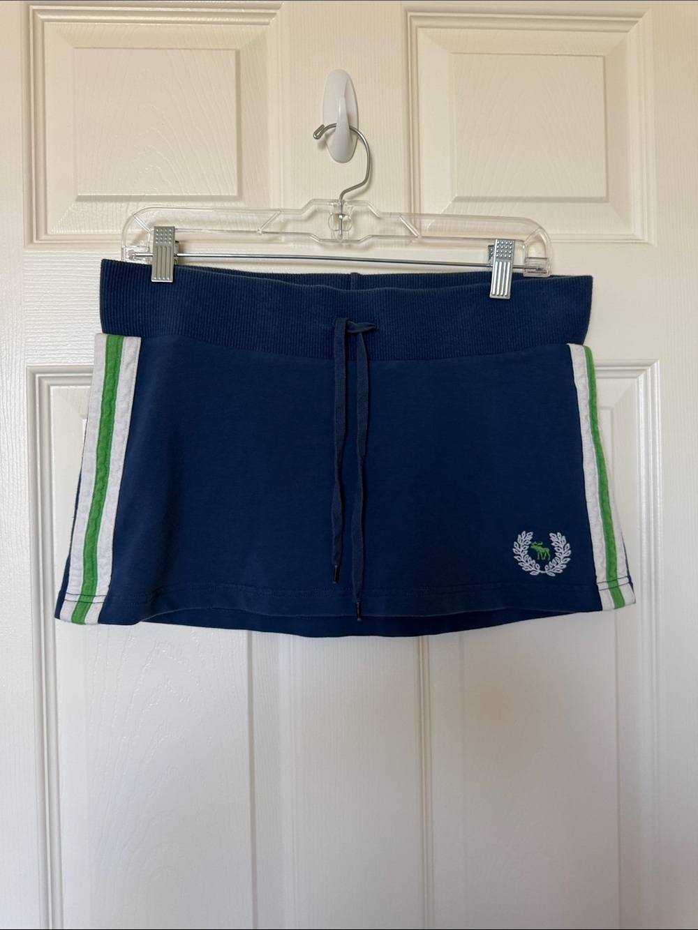 Abercrombie & Fitch Navy Mini Skirt with Green & White Side Stripes